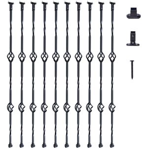 VEVOR - Staircase Metal Balusters, 44'' x 1/2" Galvanized Steel Decorative Banister Spindles, 10 Pack Deck Baluster - Matte Black VEVOR - Staircase Metal Balusters, 44'' x 1/2" Galvanized Steel Decorative Banister Spindles, 10 Pack Deck Baluster - Matte Black