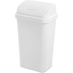 Sterilite - 13 Gallon Plastic Swing Top Spave Saving Flat Side Lidded Wastebasket Trash Can for Kitchen, Garage, or Worksp Sterilite - 13 Gallon Plastic Swing Top Spave Saving Flat Side Lidded Wastebasket Trash Can for Kitchen, Garage, or Worksp