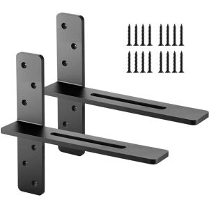 VEVOR - T Shelf Brackets 2 Pcs,200 lbs/90 kg Weight Capacity,14x2.89x12 in / 355.6x73.5x304.8 mm,Solid Steel Heavy Duty Brackets - Black VEVOR - T Shelf Brackets 2 Pcs,200 lbs/90 kg Weight Capacity,14x2.89x12 in / 355.6x73.5x304.8 mm,Solid Steel Heavy Duty Brackets - Black