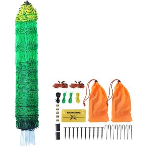 VEVOR - Electric Fence Netting, 48" H x 168' L, PE Net Fencing Kit with Posts & Double-Spiked Stakes, Utility Portable Mesh - Green VEVOR - Electric Fence Netting, 48" H x 168' L, PE Net Fencing Kit with Posts & Double-Spiked Stakes, Utility Portable Mesh - Green