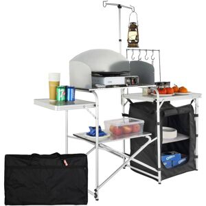 VEVOR - Camping Kitchen Table, Folding Outdoor Cooking Table with Storage Carrying Bag, Aluminum Cook Station 1 Cupboard - Brown VEVOR - Camping Kitchen Table, Folding Outdoor Cooking Table with Storage Carrying Bag, Aluminum Cook Station 1 Cupboard - Brown