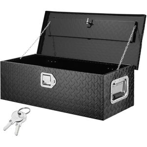 VEVOR - Heavy Duty Aluminum Truck Bed Tool Box, Diamond Plate Tool Box with Side Handle and Lock Keys - Black VEVOR - Heavy Duty Aluminum Truck Bed Tool Box, Diamond Plate Tool Box with Side Handle and Lock Keys - Black