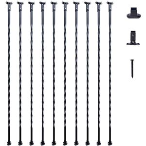 VEVOR - Staircase Metal Balusters, 44'' x 1/2" Galvanized Steel Decorative Banister Spindles, 10 Pack Deck Baluster - Matte Black VEVOR - Staircase Metal Balusters, 44'' x 1/2" Galvanized Steel Decorative Banister Spindles, 10 Pack Deck Baluster - Matte Black