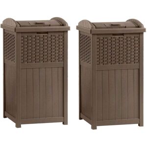 Suncast - Trashcan Hideaway Outdoor 33 Gallon Garbage Waste Bin, (2 Pack) - Brown Suncast - Trashcan Hideaway Outdoor 33 Gallon Garbage Waste Bin, (2 Pack) - Brown
