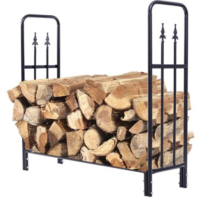 Costway - 4 Feet Outdoor Heavy Duty Steel Firewood Log Rack Wood Storage Holder - Black Costway - 4 Feet Outdoor Heavy Duty Steel Firewood Log Rack Wood Storage Holder - Black