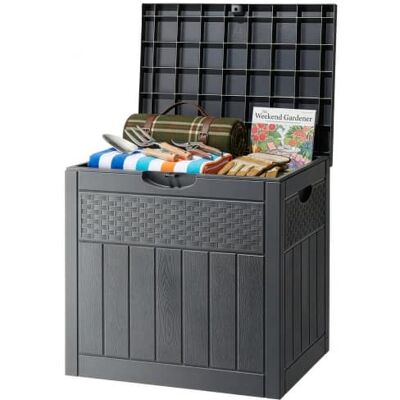 Winado - 33 Gallon Portable Storage Deck Box with Side Handles, Lockable Lid for Indoor Outdoor Patio Garden Backyard Balcony - Gray Winado - 33 Gallon Portable Storage Deck Box with Side Handles, Lockable Lid for Indoor Outdoor Patio Garden Backyard Balcony - Gray