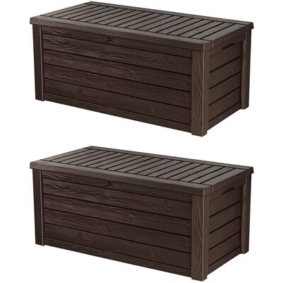 Keter - Westwood Outdoor 150 Gal Deck Storage Box for Yard Tools, (2 Pack) - Brown Keter - Westwood Outdoor 150 Gal Deck Storage Box for Yard Tools, (2 Pack) - Brown