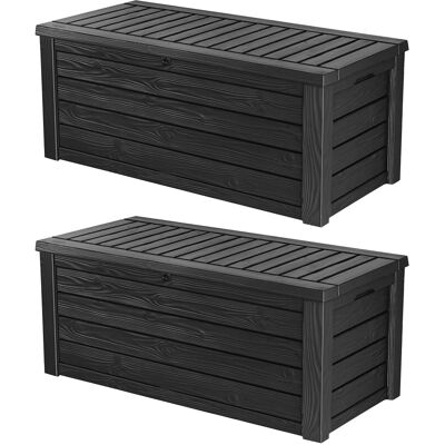 Keter - Westwood Outdoor 150 Gal Deck Storage Box for Yard Tools, Grey (2 Pack) - Dark Gray Keter - Westwood Outdoor 150 Gal Deck Storage Box for Yard Tools, Grey (2 Pack) - Dark Gray
