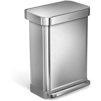 simplehuman - 55 Liter Rectangular Hands-Free Kitchen Step Trash Can with Soft-Close Lid - Brushed Stainless Steel simplehuman - 55 Liter Rectangular Hands-Free Kitchen Step Trash Can with Soft-Close Lid - Brushed Stainless Steel