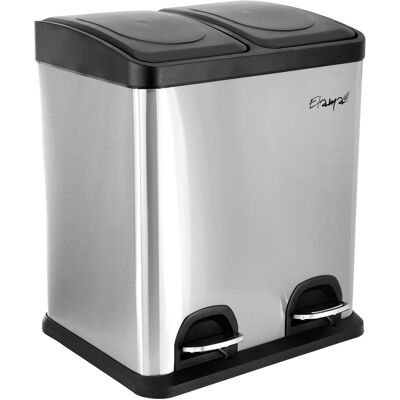 Elama - 2 Section 15 Liter/ 4 Gallon Each Section Trash and Recycling Step Bin in Matte - Silver Elama - 2 Section 15 Liter/ 4 Gallon Each Section Trash and Recycling Step Bin in Matte - Silver