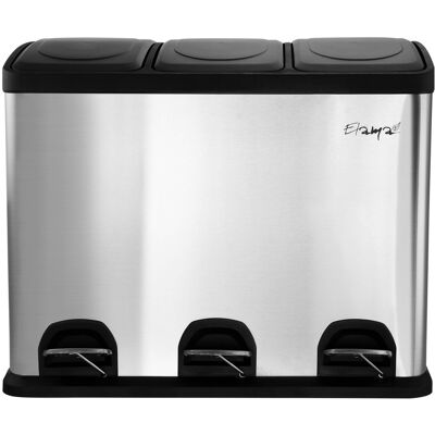 Elama - 3 Section 15 Liter/4 Gallon Each Section Trash and Recycling Step Bin - Silver Elama - 3 Section 15 Liter/4 Gallon Each Section Trash and Recycling Step Bin - Silver