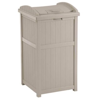 Suncast - 30-33 Gallon Deck Patio Resin Garbage Trash Can Hideaway, Taupe (3 Pack) - Brown Suncast - 30-33 Gallon Deck Patio Resin Garbage Trash Can Hideaway, Taupe (3 Pack) - Brown