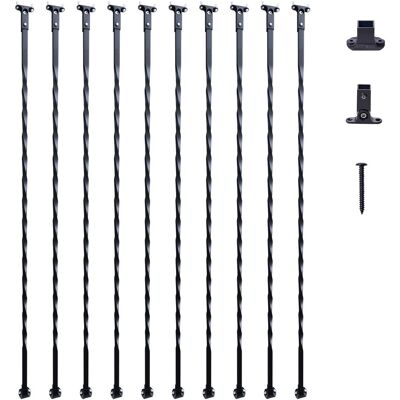 VEVOR - Staircase Metal Balusters, 44'' x 1/2" Galvanized Steel Decorative Banister Spindles, 10 Pack Deck Baluster - Matte Black VEVOR - Staircase Metal Balusters, 44'' x 1/2" Galvanized Steel Decorative Banister Spindles, 10 Pack Deck Baluster - Matte Black