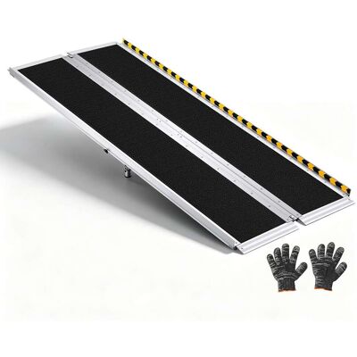 VEVOR - Portable Wheelchair Ramp, 6FT, Non-Slip Aluminum Folding Handicap Ramp for Wheelchair, 800 lbs Capacity - Black;Silver VEVOR - Portable Wheelchair Ramp, 6FT, Non-Slip Aluminum Folding Handicap Ramp for Wheelchair, 800 lbs Capacity - Black;Silver