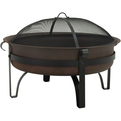 Sunnydaze - 34 in Cauldron Style Steel Fire Pit with Spark Screen - Dark Bronze Sunnydaze - 34 in Cauldron Style Steel Fire Pit with Spark Screen - Dark Bronze