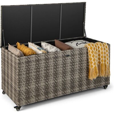Costway - 96 Gallon Patio Rattan Storage Deck Box Container Garden Liner Wheels - Mix Grey Costway - 96 Gallon Patio Rattan Storage Deck Box Container Garden Liner Wheels - Mix Grey