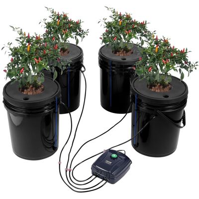 VEVOR - DWC Hydroponic System, 5 Gallon 4 Buckets, Deep Water Culture Growing Bucket, Hydroponics Grow Kit with Pump - Black VEVOR - DWC Hydroponic System, 5 Gallon 4 Buckets, Deep Water Culture Growing Bucket, Hydroponics Grow Kit with Pump - Black