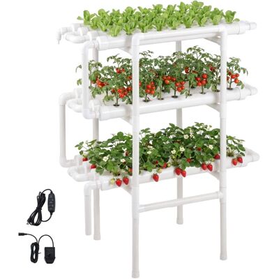 VEVOR - Hydroponics Growing System Kit, 3-Tier 108 Sites UPVC Pipe Hydroponic Grow Kit with Timed Irrigation - White VEVOR - Hydroponics Growing System Kit, 3-Tier 108 Sites UPVC Pipe Hydroponic Grow Kit with Timed Irrigation - White