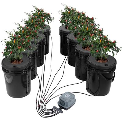 VEVOR - DWC Hydroponic System, 5 Gallon 8 Buckets, Deep Water Culture Growing Bucket, Hydroponics Grow Kit with Pump - Black VEVOR - DWC Hydroponic System, 5 Gallon 8 Buckets, Deep Water Culture Growing Bucket, Hydroponics Grow Kit with Pump - Black