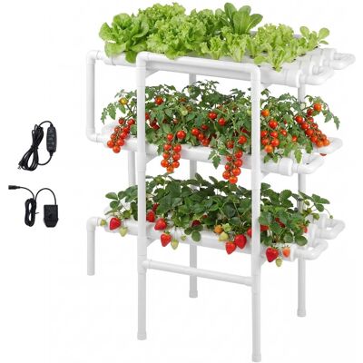 VEVOR - Hydroponics Growing System Kit, 3-Tier 108 Sites UPVC Pipe Hydroponic Grow Kit with Timed Irrigation - White VEVOR - Hydroponics Growing System Kit, 3-Tier 108 Sites UPVC Pipe Hydroponic Grow Kit with Timed Irrigation - White