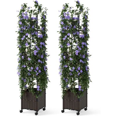 Gymax - 2 PCS 87'' Tall Raised Garden Bed w/ Plant Box Lockable Wheels Indoor Outdoor - Black Gymax - 2 PCS 87'' Tall Raised Garden Bed w/ Plant Box Lockable Wheels Indoor Outdoor - Black