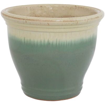 Sunnydaze - 15 in Studio High-Fired Glazed Ceramic Planter - Seafoam Sunnydaze - 15 in Studio High-Fired Glazed Ceramic Planter - Seafoam