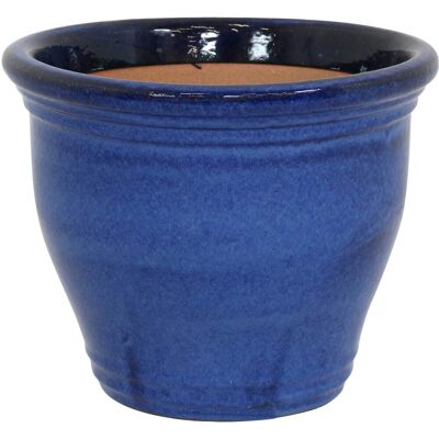 Sunnydaze - 15 in Studio High-Fired Glazed Ceramic Planter - Imperial Blue Sunnydaze - 15 in Studio High-Fired Glazed Ceramic Planter - Imperial Blue