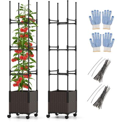 Costway - 2 PCS 87" Tall Raised Garden Bed w/ Plant Box Lockable Wheels Indoor Outdoor - Black Costway - 2 PCS 87" Tall Raised Garden Bed w/ Plant Box Lockable Wheels Indoor Outdoor - Black
