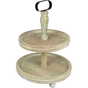 PD Home & Garden - Primitive Farmhouse Style 2 Tier Wooden Standing Display Serving Tray - Tan PD Home & Garden - Primitive Farmhouse Style 2 Tier Wooden Standing Display Serving Tray - Tan