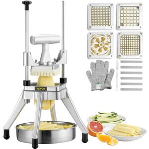 VEVOR - Commercial Vegetable Fruit Chopper, Stainless Steel French Fry Cutter with 4 Blades 1/4" 3/8" 1/2" - Silver VEVOR - Commercial Vegetable Fruit Chopper, Stainless Steel French Fry Cutter with 4 Blades 1/4" 3/8" 1/2" - Silver
