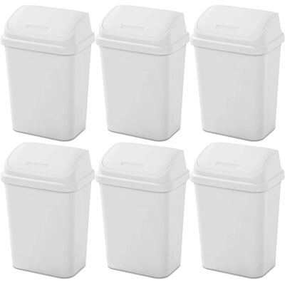 Sterilite - 7.8 Gallon SwingTop Kitchen Wastebasket Trash Can, (6 Pack) - White Sterilite - 7.8 Gallon SwingTop Kitchen Wastebasket Trash Can, (6 Pack) - White