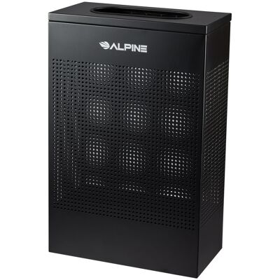 Alpine Industries - 13 Gallon Stainless Steel Square Perforated Trash Can - Black Alpine Industries - 13 Gallon Stainless Steel Square Perforated Trash Can - Black