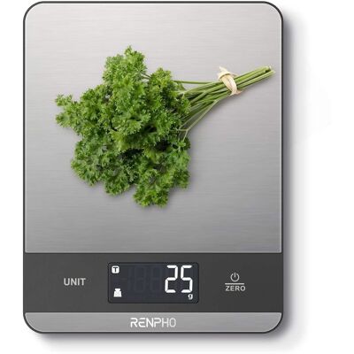 Renpho - Digital Kitchen Food Scale, 7 Units with Tare Function, Stainless Steel, 11lb - Silver Renpho - Digital Kitchen Food Scale, 7 Units with Tare Function, Stainless Steel, 11lb - Silver