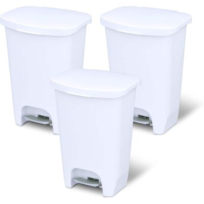 Glad - Kitchen Trash Can with Lid and Garbage Bag Rings, 13 Gal, 3 Pack - White Glad - Kitchen Trash Can with Lid and Garbage Bag Rings, 13 Gal, 3 Pack - White