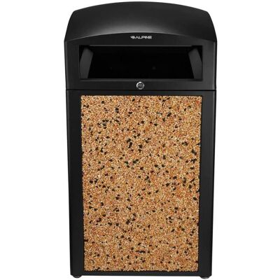 Alpine Industries - 40 Gallon Steel Outdoor Trash Can with Insert Liner and Dome Lid - Stone Alpine Industries - 40 Gallon Steel Outdoor Trash Can with Insert Liner and Dome Lid - Stone