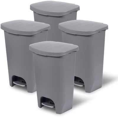 Glad - Kitchen Trash Can with Lid and Garbage Bag Rings, 13 Gal, Grey, 4 Pack - Gray Glad - Kitchen Trash Can with Lid and Garbage Bag Rings, 13 Gal, Grey, 4 Pack - Gray