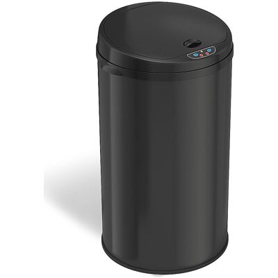 iTouchless - 8 Gallon Touchless Sensor Trash Can with AbsorbX Odor Control System, Black Stainless Steel Round Shape Kitchen Bin - Matte Black iTouchless - 8 Gallon Touchless Sensor Trash Can with AbsorbX Odor Control System, Black Stainless Steel Round Shape Kitchen Bin - Matte Black