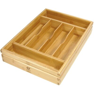 ZWILLING - Bamboo Adjustable Flatware Storage Tray, Expandable Drawer Organizer - Stainless Steel ZWILLING - Bamboo Adjustable Flatware Storage Tray, Expandable Drawer Organizer - Stainless Steel