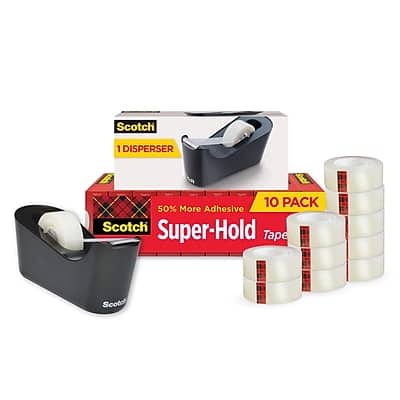 Scotch - Super-Hold Tape Refill with Dispenser, 0.75" x 27.77 yds., 1" Core, 10 Rolls/Pack - Transparent Clear Scotch - Super-Hold Tape Refill with Dispenser, 0.75" x 27.77 yds., 1" Core, 10 Rolls/Pack - Transparent Clear