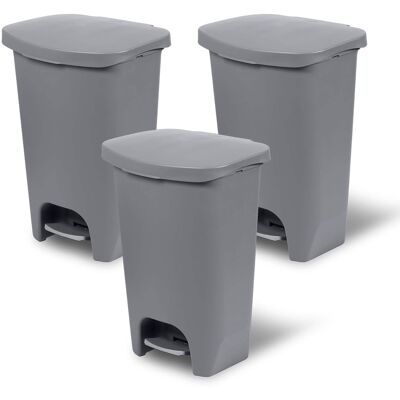 Glad - Kitchen Trash Can with Lid and Garbage Bag Rings, 13 Gal, Grey, 3 Pack - Gray Glad - Kitchen Trash Can with Lid and Garbage Bag Rings, 13 Gal, Grey, 3 Pack - Gray