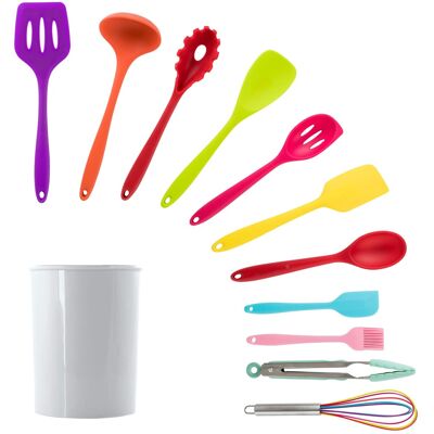 MegaChef - Mulit-Color Silicone Cooking Utensils, Set of 12 - Multi-colored MegaChef - Mulit-Color Silicone Cooking Utensils, Set of 12 - Multi-colored