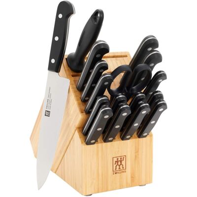 ZWILLING - Twin Gourmet Classic 18-pc Knife Block Set, German Stainless Steel, 3 Rivet Handle, No-Stain, Includes Shears H - Black ZWILLING - Twin Gourmet Classic 18-pc Knife Block Set, German Stainless Steel, 3 Rivet Handle, No-Stain, Includes Shears H - Black
