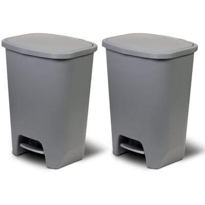 Glad - Kitchen Trash Can with Lid and Garbage Bag Rings, 20 Gal, Grey, 2 Pack - Gray Glad - Kitchen Trash Can with Lid and Garbage Bag Rings, 20 Gal, Grey, 2 Pack - Gray