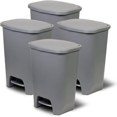 Glad - Kitchen Trash Can with Lid and Garbage Bag Rings, 20 Gal, Grey, 4 Pack - Gray Glad - Kitchen Trash Can with Lid and Garbage Bag Rings, 20 Gal, Grey, 4 Pack - Gray
