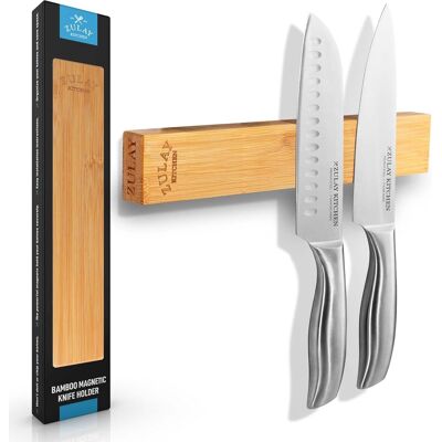 Zulay Kitchen - 11.75" Seamless Wood Magnetic Knife Holder - Bamboo Zulay Kitchen - 11.75" Seamless Wood Magnetic Knife Holder - Bamboo