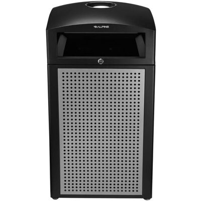 Alpine Industries - 40 Gallon Steel Outdoor Trash Can with Insert Liner and Dome Lid with Ashtray Urn - Silver Alpine Industries - 40 Gallon Steel Outdoor Trash Can with Insert Liner and Dome Lid with Ashtray Urn - Silver