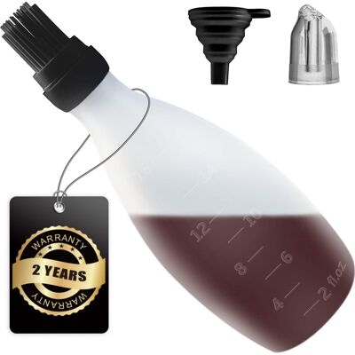 Gourmet Easy - Silicone Pastry Brush, All-in-One Slicone Basting Brush with Sauce Bottle, Heat Resistant BBQ Accessories - Black Gourmet Easy - Silicone Pastry Brush, All-in-One Slicone Basting Brush with Sauce Bottle, Heat Resistant BBQ Accessories - Black