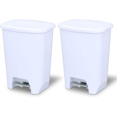 Glad - Kitchen Trash Can with Lid and Garbage Bag Rings, 20 Gal, 2 Pack - White Glad - Kitchen Trash Can with Lid and Garbage Bag Rings, 20 Gal, 2 Pack - White