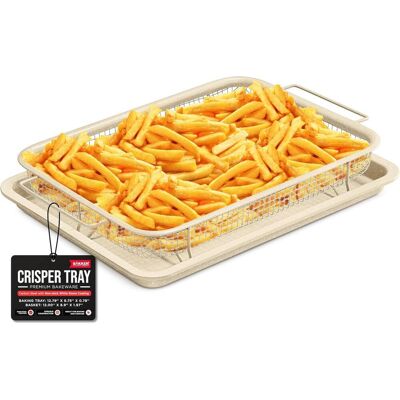 Bakken- Swiss - Bakken Swiss Crisper Tray – 2-Piece Set, Nonstick Basket for Healthy, Crispy Cooking in Ovens - White Marble Bakken- Swiss - Bakken Swiss Crisper Tray – 2-Piece Set, Nonstick Basket for Healthy, Crispy Cooking in Ovens - White Marble