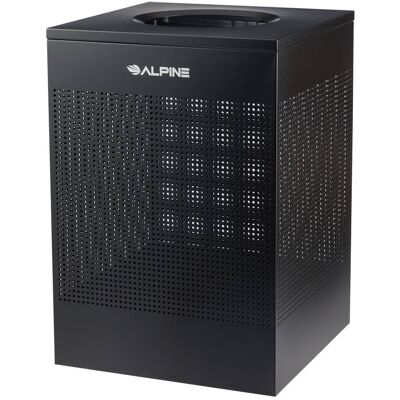 Alpine Industries - 40 Gallon Stainless Steel Square Perforated Indoor Trash Can - Black Alpine Industries - 40 Gallon Stainless Steel Square Perforated Indoor Trash Can - Black